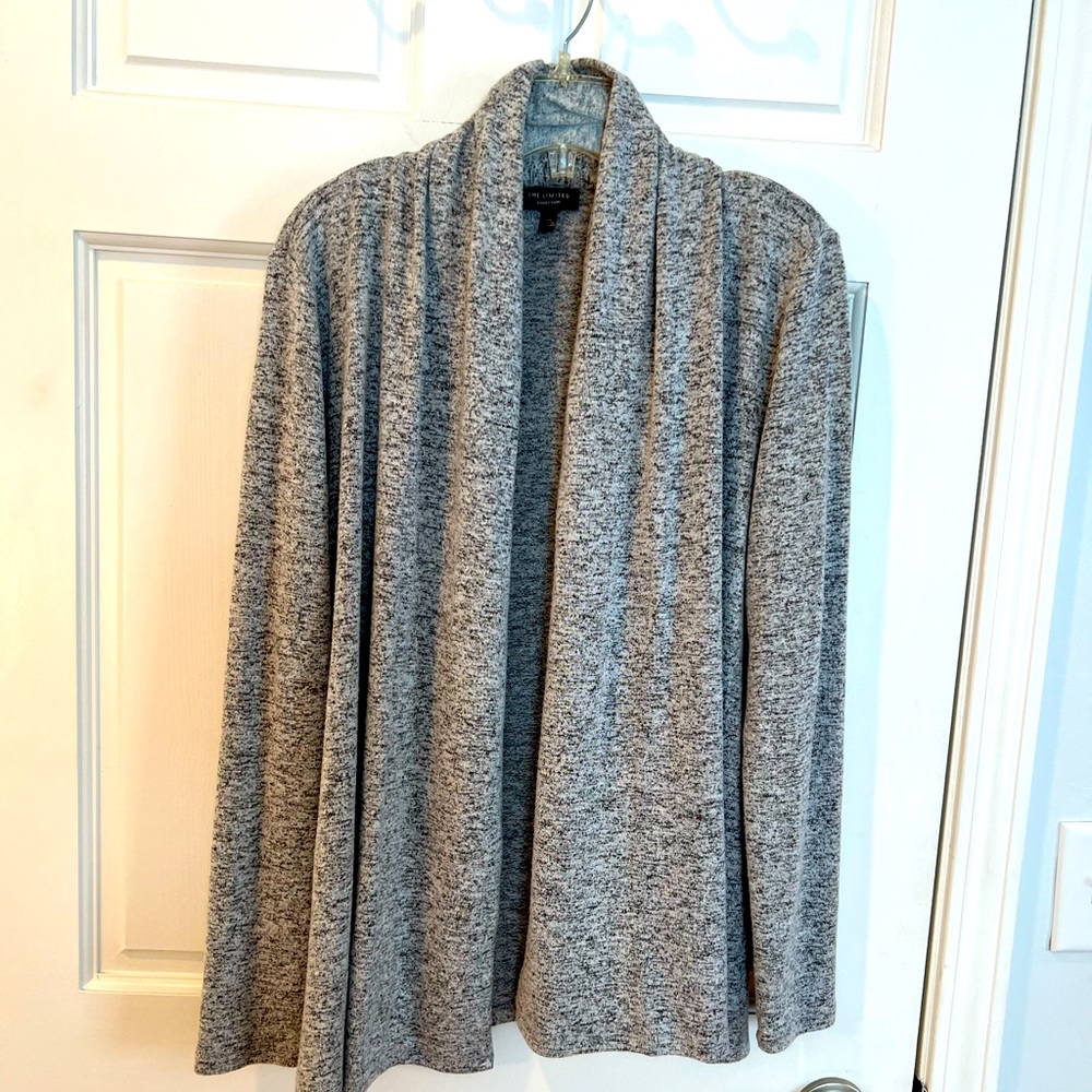 THE LIMITED COLLECTION ROUCHED NECKLINE OPEN FRONT DRAPED CARDIGAN SWEATER